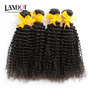 5PCS Lot Malaysian Kinky Curly Virgin Hair med stängning 7a Obehandlat Djup Curl Human Hair Weaves 4bundles och 1pcs Lace Closes Size 4x4 