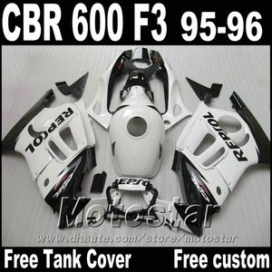 Motorcykel Fairings Set för Honda 1995 1996 CBR600 F3 CBR 600 95 96 Vit Svart Repsol Högkvalitativ Fairing Kit ZB71