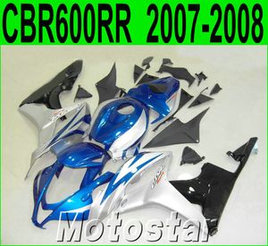 Injektionsgjutning Fairing Body Kit för Honda CBR600RR 07 08 Silver Blue Black Fairings Set CBR 600 RR F5 2007 2008 LY48