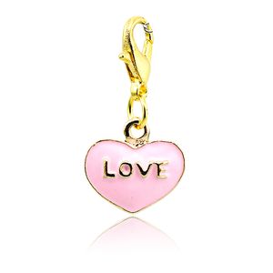 Wholesale 14k gold plated charms resale online - Fashion Floating Charms Gold Plated Color Heart Lobster Clasp Alloy Charms DIY Pendants Jewelry Accessories