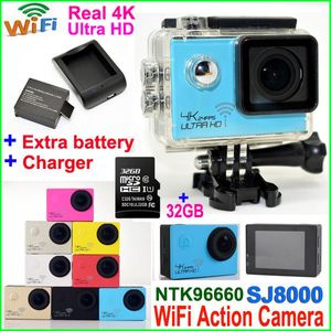 Ultra HD 4K 24fps Sports Camera Waterproof SJ8000 WIFI Action Camera +32GB TF card 2.0LCD 1080P 60FPS 16MP Video Helmet Camcorder DVR
