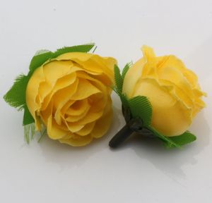 Hot Sale ! 400Pcs Yellow Tea Rose Flower Head Artificial Flowers Wedding flower 3cm