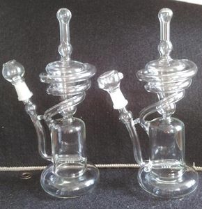 Wholesale two perc glass bong resale online - Recycler glass bongs quot inch spiral tall recycler rig with inline perc with mm spiral designed bong two functions Glass Recycler