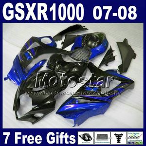 ABS-Motorradverkleidungsset für Suzuki GSXR1000 2007, GSXR1000 2008, blau-schwarze Kunststoffverkleidungssätze, K7, GSXR 1000 07 08, HS16, Sitzverkleidung