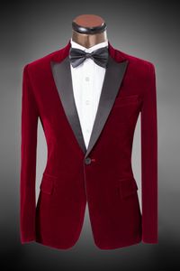 Suit Pant 2016 Nowy projekt męski garnitur Bordeaux Velvet Suit Suknia ślubna oblubieńca 5xl męski Blazer 290k