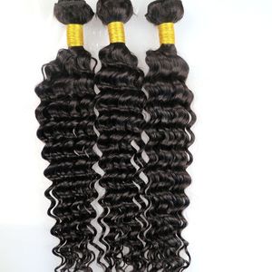 Brasilianska håret Virgin Human Hair Weaves Djupa Curly Bundles 8 ~ 34INCH Obehandlat Malaysiska Indiska Peruvian Dybara Hårförlängningar