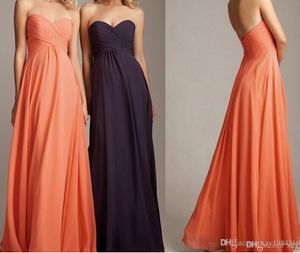 $ 49 Long Chiffon Bridesmaid Klänningar Billiga 2015 Bride Maid Gowns Strapless Party Gown Orange Mörk Lila Röd Grön Formell Brudtärna Klänning