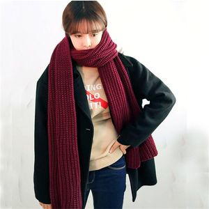 Unisex Women Men Knitted Wool Long Wrap Shawl Scarf Thicker Muffler Scarves Solid Color Women's Scarf 200*33cm 10Pcs/Lot