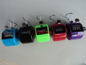 FedEx DHL Gratis frakt Partihandel Färgrik 4 siffror Nummer Plast Hand Tally Counter för Golf Sport, 50pcs / Lot