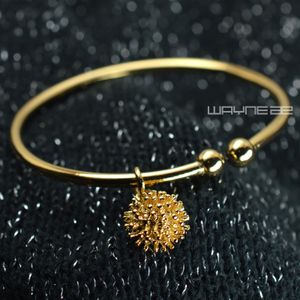 Bracciale rigido da ragazza in oro giallo 18 carati con gioielli regalo G121 45 mm x 55 mm