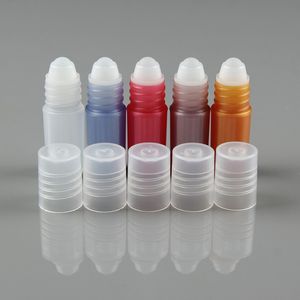 3ml Empty Plastic Roll on Bottle for Essential Oil Perfume Packaging Container Roller Tube Blue Red Yellow color