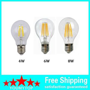 Żarówka LED włókien E27 E26 B22 220-240 V biały / ciepły biały 360 stopni Lampa retro 4W 6W 8W Nowy