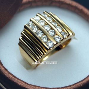 Anel sólido de casamento masculino com diamante criado em ouro 18k GF tamanho 9-15 R117