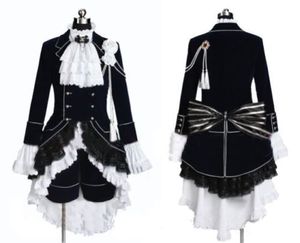 Black Butler Cosplay Ciel Phantomhive Dark Blue Costume -Custom gjord i vilken storlek som helst