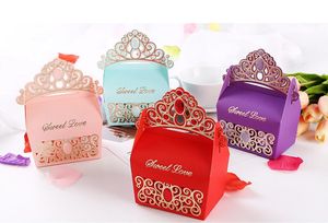 500pcs Royal Shiny Gemstone Crown Candy Box Bomboniere Bomboniere Festa di compleanno Candy Box Matrimonio Souvenir Boda