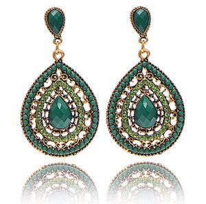 Sıcak Satış Bohemian Boncuk Eardrop Moda Takı Avrupa Amerikan Tarzı Kristal Rhinestone Dangle Avizeler Teardrop Küpe Ucuz 6col