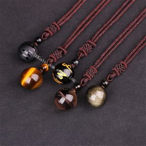 16mm Tiger Stone Smoky Quartz Gold Sheen Obsidian Crystal Om Mani Padme Hum Mala Onyx Stone Lucky Transport Bead Adjustable Healing Necklace