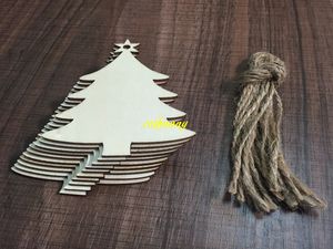 6 jogos / lote frete grátis 10 pçs / set natal de madeira de madeira Chip Tree enfeites de natal pendurado pingente de decoração presentes