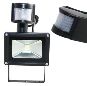 10W LED strålkastare PIR Motion Sensor AC85 V LED lampa Vattentät utomhusbelysning Svartskal