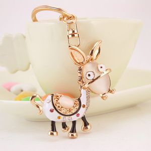 Unique Novelty Cute Donkey Animal Key chains for woman keyring/Jewelry,handbag CharmsGift ,Real Gold Plated Alloy Keyring,free shipping