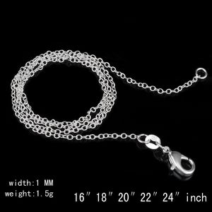Sonderangebot 925 Silber Kette Halskette 1mm 16in 18in 20in 22in 24in Kreuzkette Halskette Unisex Halsketten Schmuck 1349