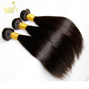 Cambojano Reta Virgem Cabelo Weave Pacotes Não Transformados Camboja Remy Human Human Wews Natural Preto Extensões 100g / Peças Emaranhado Livre