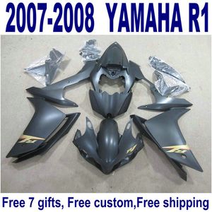 HOT ABS fairing kit for YAMAHA YZF R1 2007 2008 all matte black high quality fairings set YZF-R1 07 08 YQ38