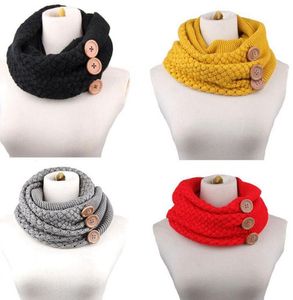 Winter Women stole button girl thick knitted scarf Wool blend foulard cachecol female shawls scarves tippet cachecol feminino TO322