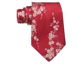 Latest Cherry blossoms Jacquard Ties High End Natural Mulberry Silk GENUINE SILK Brocade Men standard Fashion Neckties Business Gifts