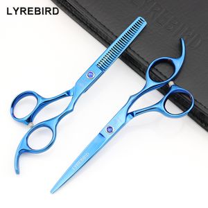 Hair scissors 6 INCH Hairdressing scissors Blue Hair shears Hair Thinning scissors Blue stone Lyrebird NEW