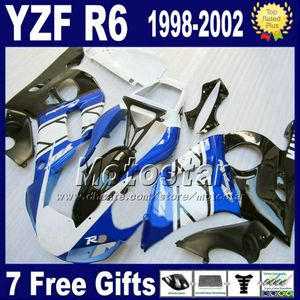 ingrosso Kit Di Riparazione Yamaha R6 1999 Bianco-Kit carenatura per YZF R6 YAMAHA YZF600 YZF R6 bianco blu nero carene moto set GG3 regali