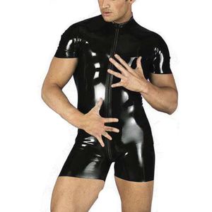 Hurtownia Plus Size XL Stong Mens Faux Leather Latex Catsuit Front Zipper Otwórz Crotch Stretch Bodyit Betlook Clubwear Gay Mężczyzna Bielizna