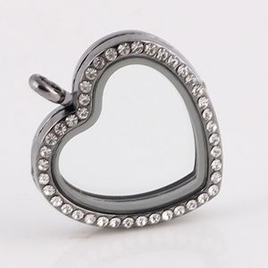 Altın Gümüş Renk Kalp Şekli Yüzer Lockets Kristal Kolye Klasik Bellek Takı Kadın Erkek Severler Için