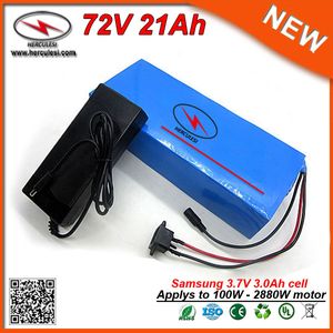 Caso PVC 2160W recarregável 72V bicicleta elétrica da bateria 21AH Samsung celular de lítio Li Ion Battery Pack com 30A BMS 2A Carregador