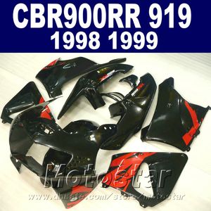 Kroppsuppsättning för Honda CBR900 RR Fairings 1998 1999 CBR900RR Röd svart plastfeokingkit CBR919 98 99 QD15