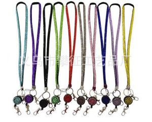 Wholesale reel lanyards resale online - Bling Crystal Rhinestone LANYARD with Retractable Reel Cell Phone Strap Colors For Choose