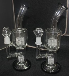 2015 neue 11-Zoll-Glasbong mit doppelter Matrix-Perc-Wasserpfeife, schwarze Farbe, 14,4-mm-Verbindung, gute Qualität, kostenloser Versand