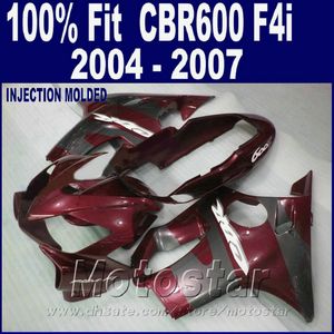 Custom fairing 100% Injection molding for HONDA CBR 600 F4i fairings 2004 2005 2006 2007 red cbr600 f4i 04 05 06 07 GFRT