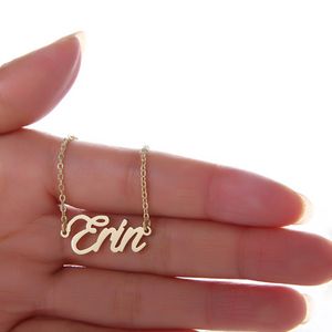 Targhetta Erin Iniziali personalizzate Targhetta Collane con nome per donna Collana personalizzata con nome in acciaio inossidabile in oro e argento, NL-2385