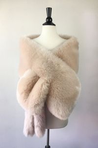 Luxuriöser Brautschal, Pelzwickel, Hochzeits-Shrug-Mantel, Braut, Winter, Hochzeit, Party, Abend, Abschlussball, Boleros, Jacke, Umhang, Weiß, Khaki249V