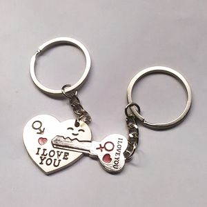 10Pair Fashion Couples Key Chain Charming Love Locks And Keys Keychains Couple Key Ring Flash Bright Metal Chain Ring Hot Selling