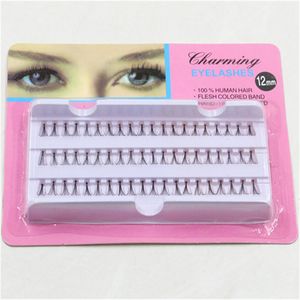 Toptan Satış - Toptan-60pcs Bireysel Lashes Yarı El Yapımı Siyah Yanlış Kirpik Doğal Uzun Küme Uzatma Seti Makyaj 8/10 / 12mm