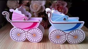100 Stück Kinderwagen-Hochzeitsparty-Babypartybevorzugungs-Geschenkband-Süßigkeitsschachtel-Boxen