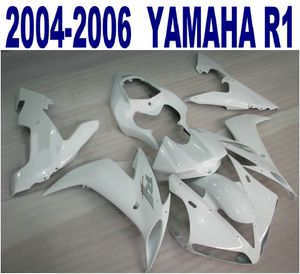 100% Injection molding free customize bodywork for YAMAHA fairings YZF-R1 04 05 06 all glossy white fairing kit yzf r1 2004-2006 VL74