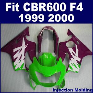 100% Racing Inpressionsgjutning för Honda Fairing Parts CBR 600 F4 1999 2000 Grön CBR600 F4 99 00 Anpassad Fairing OVSD