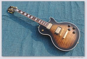 Darmowa Wysyłka Wysokiej Jakości Tiger Maple Top Custom Brown Burst Gitara Elektryczna z twardym etui