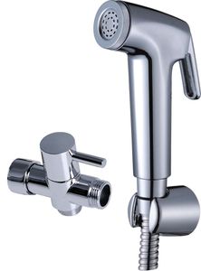 Bathroom Toilet ABS Handheld Bidet Sprayer Spray Head Brass 7/8" t-adapter Wall Bracket Stainless Steel 1.5M Hose Chrome Shattaf Shower Set