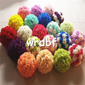 İpek Gül Çiçek Topları 15 cm Çapı Öpüşme Toplar Düğün Mağazaları için 24 Renk Tasarımları Yapay Dekoratif Çiçekler