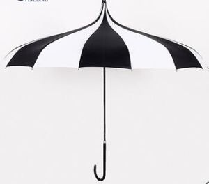 100ピースクリエイティブデザイン黒と白の縞模様のゴルフ傘長い扱いのあるストレートパゴダ傘