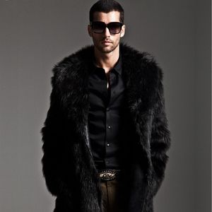 Toptan-Uwback 2017 Yeni Varış Kış Erkekler Faux Kürk Mont Tek Göğüslü Kalın Kürk Ceketler Homme Artı Boyutu 3XL Uzun Siperler XA200